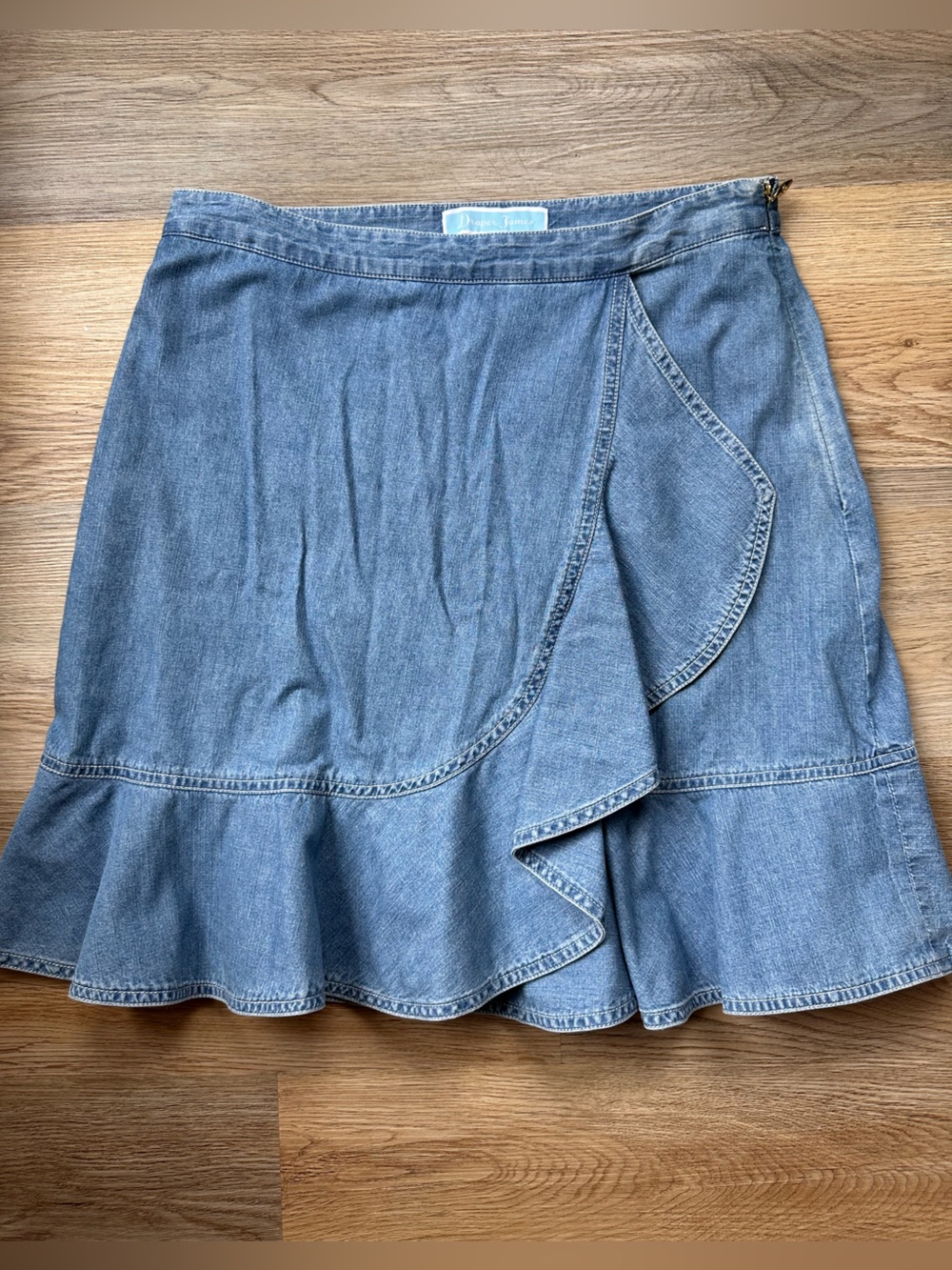 Draper James Denim Ruffle Skirt - Light Blue